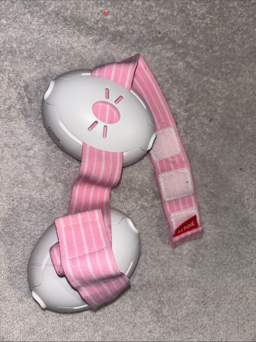 Alpine Pink and White Kids Ear Muffs with Striped Headband